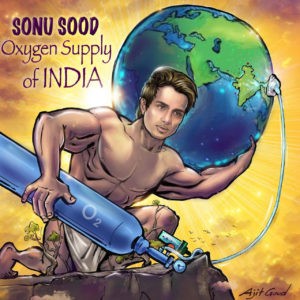 sonu Sood Fan Art - Oxygen supply of India