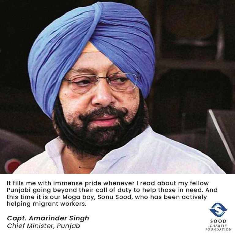 Capt. Amarinder Singh Testimonial - Sonu Sood Charity Foundation
