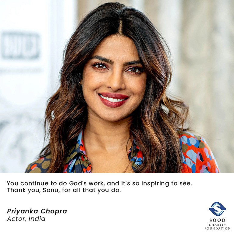 Priyanka Chopra Testimonial - Sood Charity Foundation
